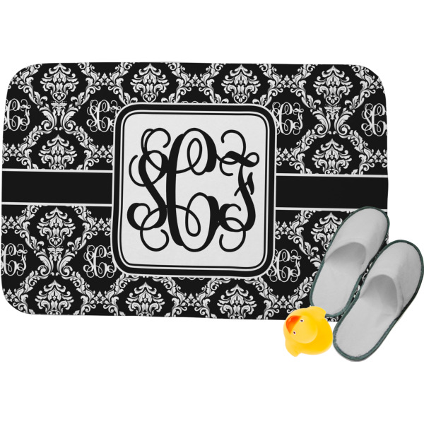 Custom Monogrammed Damask Memory Foam Bath Mat - 34"x21" (Personalized)