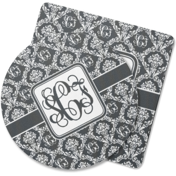 Custom Monogrammed Damask Rubber Backed Coaster (Personalized)