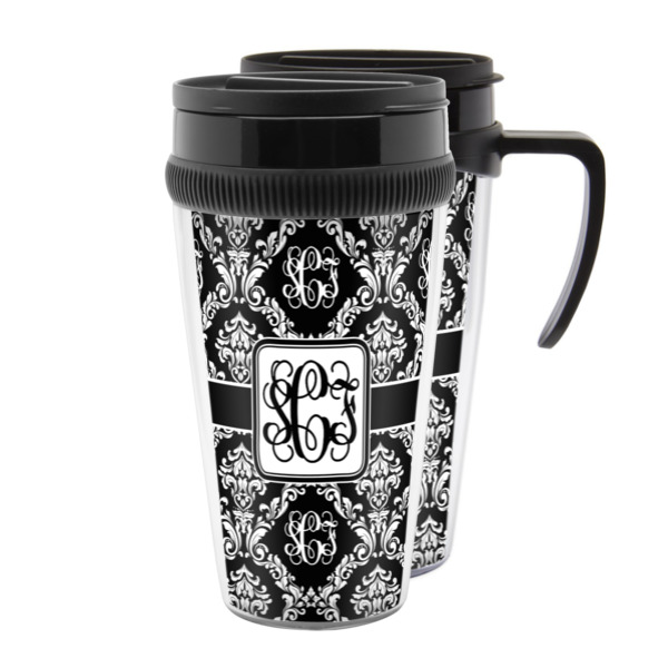 Custom Monogrammed Damask Acrylic Travel Mug