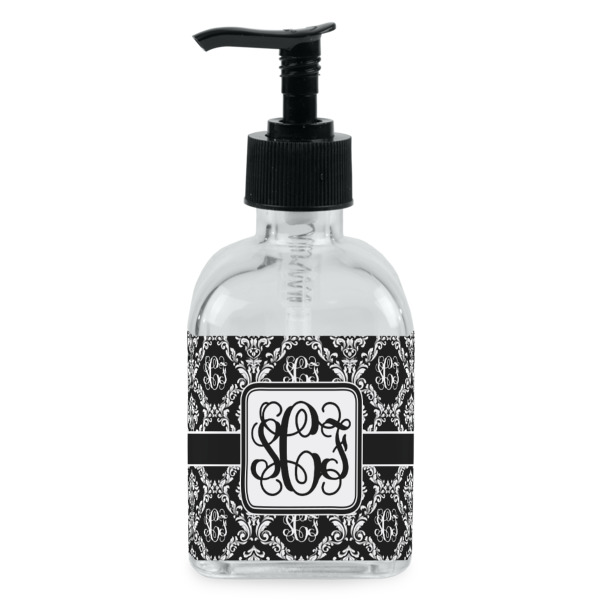 Custom Monogrammed Damask Glass Soap & Lotion Bottle - Single Bottle