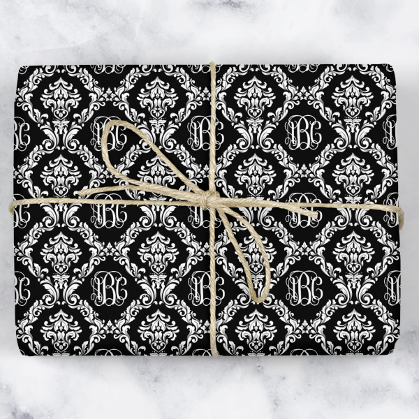 Custom Monogrammed Damask Wrapping Paper