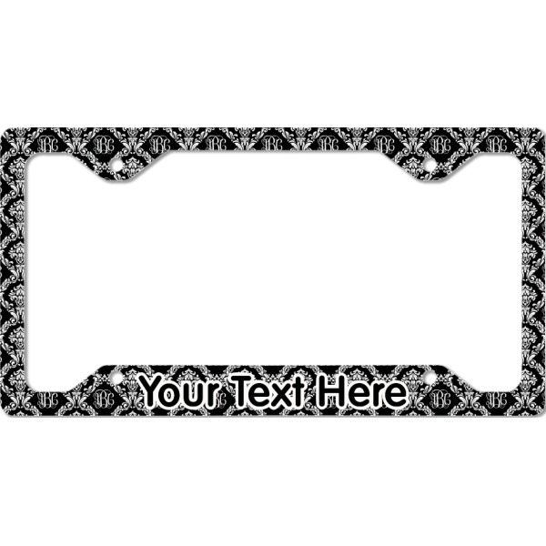 Custom Monogrammed Damask License Plate Frame - Style C