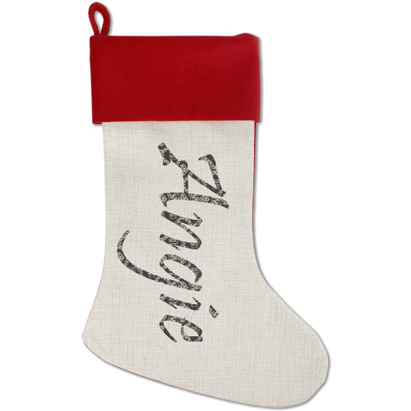 Custom Design Your Own Red Linen Stocking