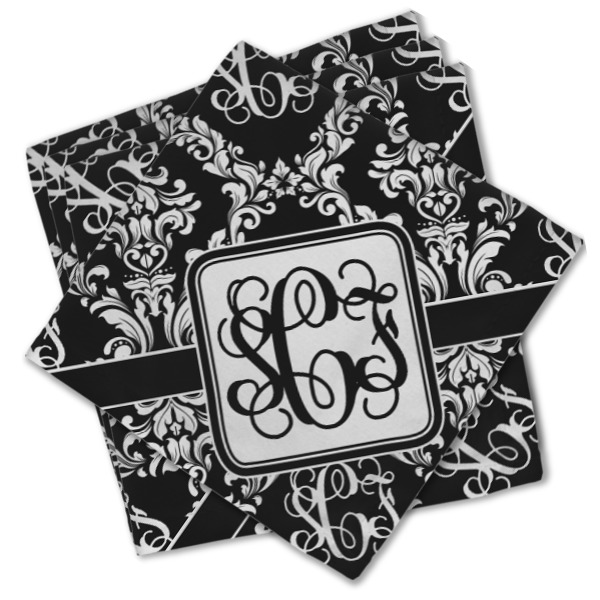 Custom Monogrammed Damask Cloth Cocktail Napkins - Set of 4