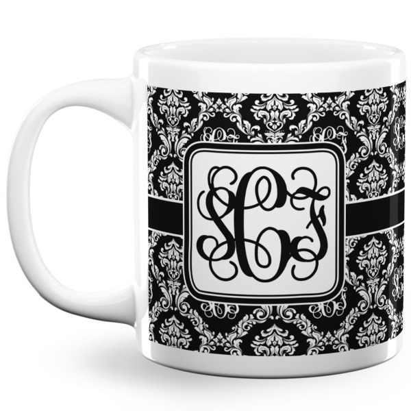 Custom Monogrammed Damask 20 Oz Coffee Mug - White