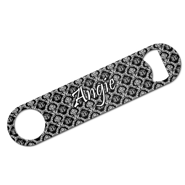 Custom Monogrammed Damask Bar Bottle Opener