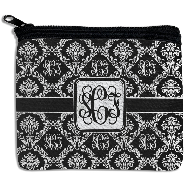 Custom Monogrammed Damask Rectangular Coin Purse (Personalized)