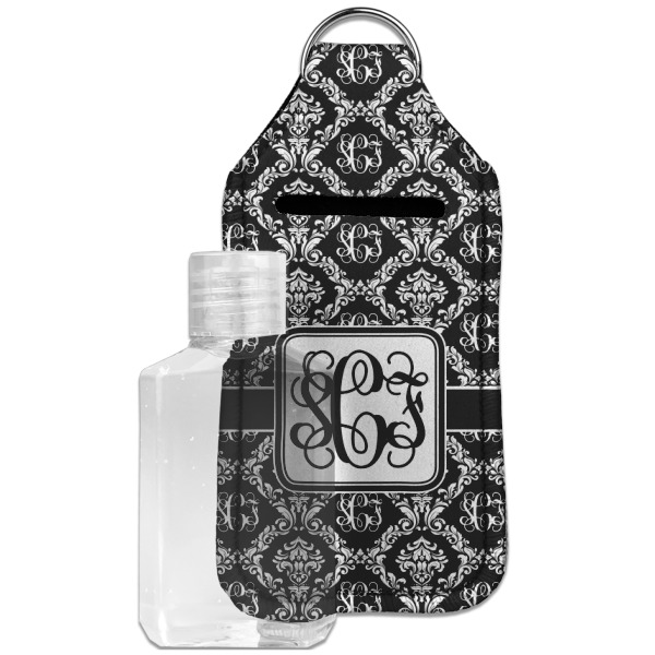 Custom Monogrammed Damask Hand Sanitizer & Keychain Holder - Large