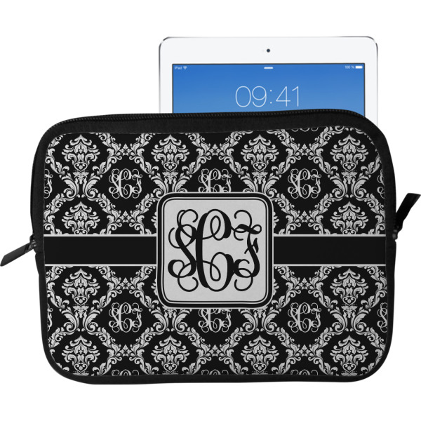 Custom Monogrammed Damask Tablet Case / Sleeve - Large (Personalized)