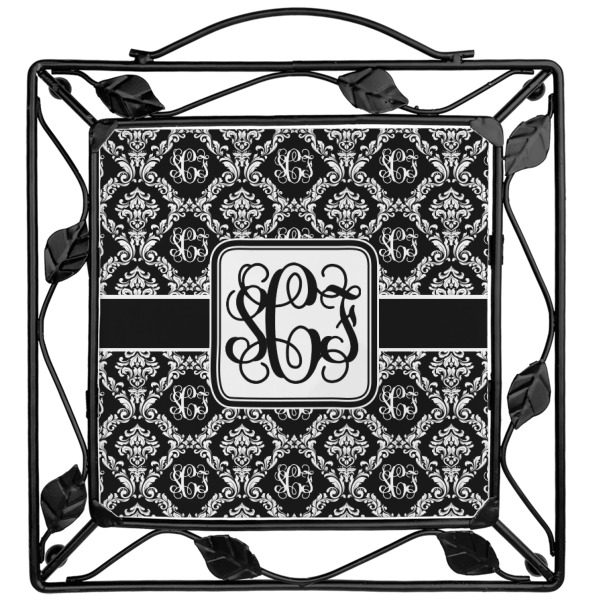 Custom Monogrammed Damask Square Trivet (Personalized)