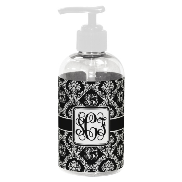 Custom Monogrammed Damask Plastic Soap / Lotion Dispenser (8 oz - Small - White)