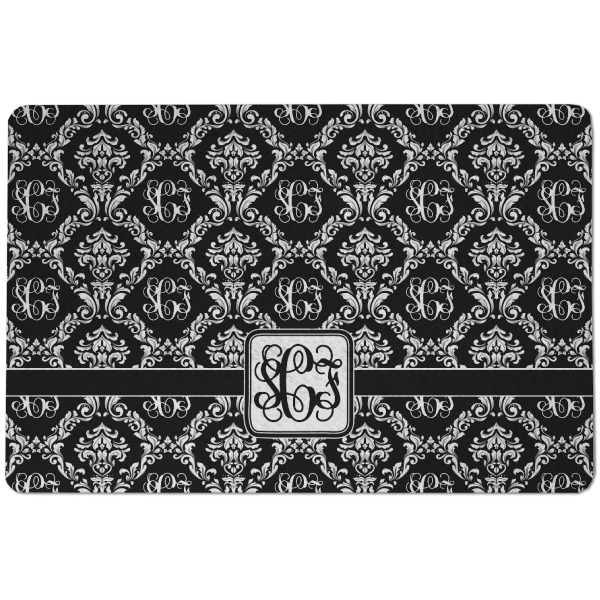 Custom Monogrammed Damask Dog Food Mat