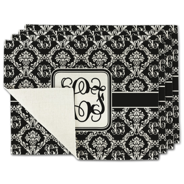 Custom Monogrammed Damask Single-Sided Linen Placemat - Set of 4