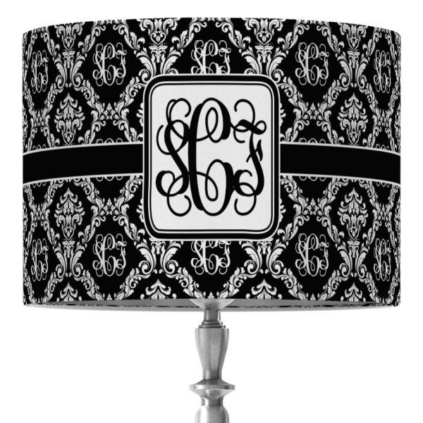 Custom Monogrammed Damask 16" Drum Lamp Shade - Fabric