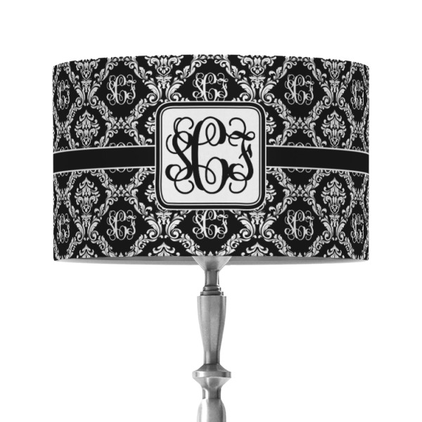 Custom Monogrammed Damask 12" Drum Lamp Shade - Fabric