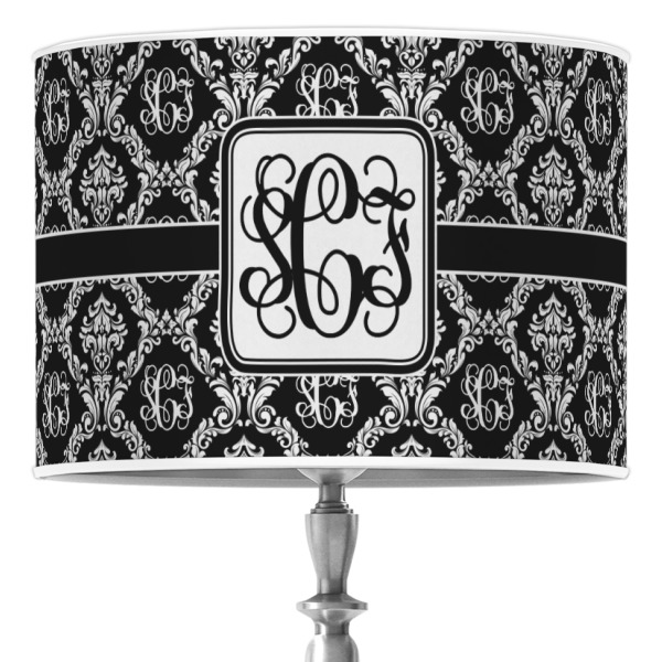 Custom Monogrammed Damask 16" Drum Lamp Shade - Poly-film