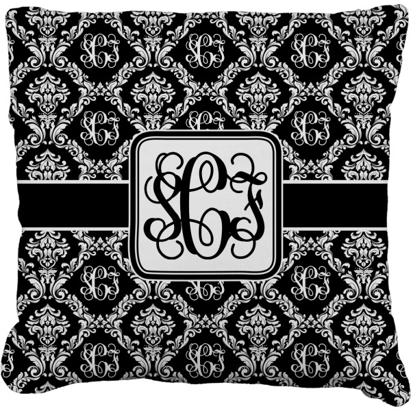 Custom Monogrammed Damask Faux-Linen Throw Pillow 20" (Personalized)