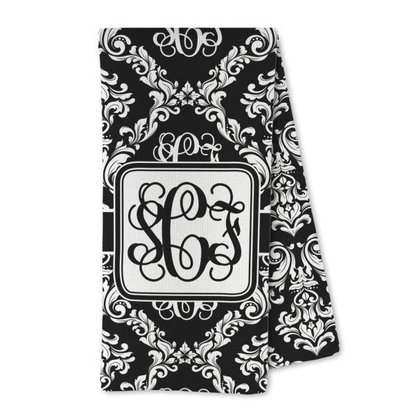 Custom Monogrammed Damask Kitchen Towel - Microfiber