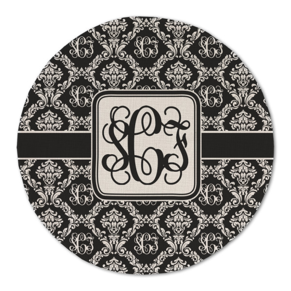 Custom Monogrammed Damask Round Linen Placemat - Single Sided