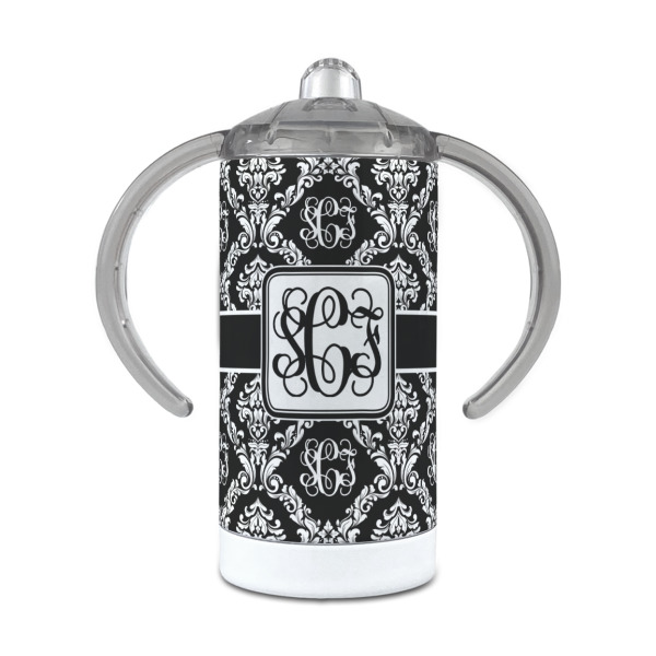 Custom Monogrammed Damask 12 oz Stainless Steel Sippy Cup