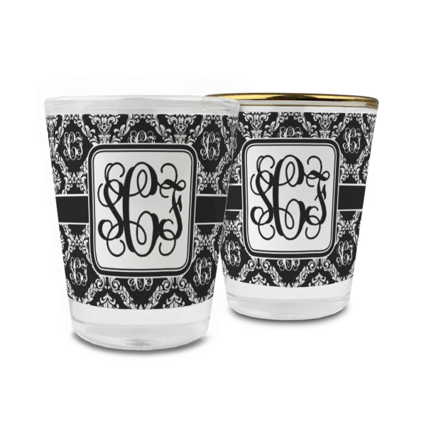 Custom Monogrammed Damask Glass Shot Glass - 1.5 oz