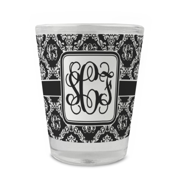 Custom Monogrammed Damask Glass Shot Glass - 1.5 oz - Single