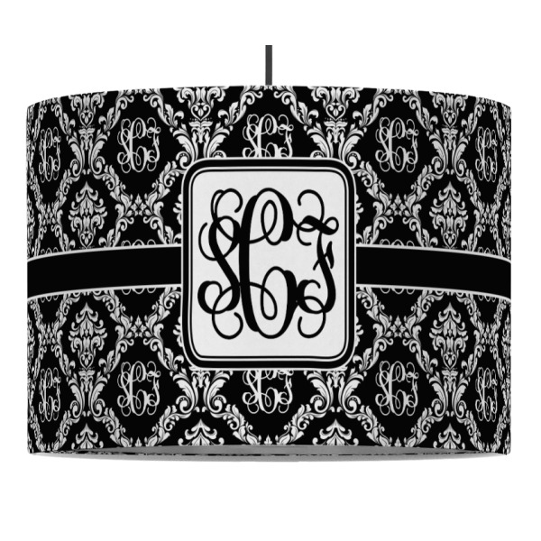 Custom Monogrammed Damask Drum Pendant Lamp (Personalized)