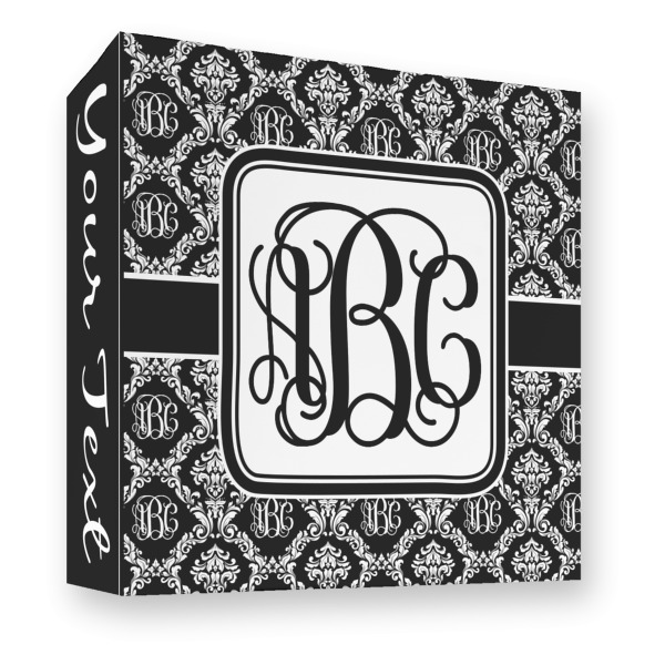 Custom Monogrammed Damask 3 Ring Binder - Full Wrap - 3"