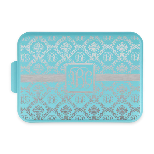 Custom Monogrammed Damask Aluminum Baking Pan with Teal Lid