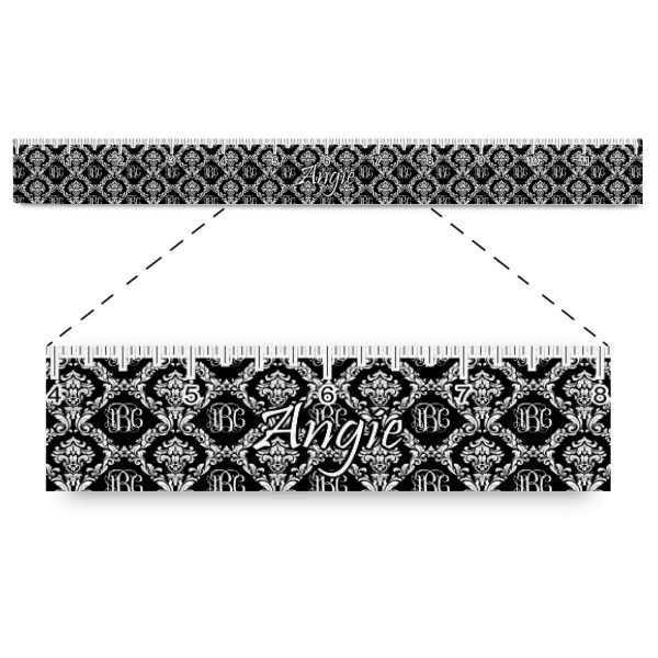 Custom Monogrammed Damask Plastic Ruler - 12"