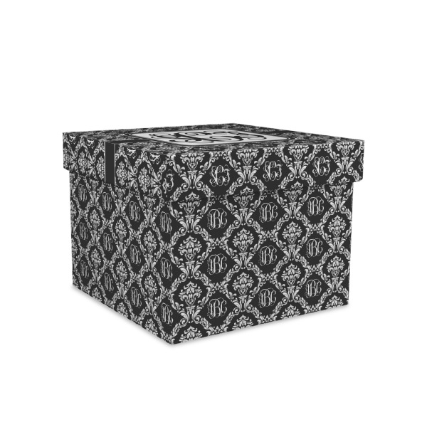 Custom Monogrammed Damask Gift Box with Lid - Canvas Wrapped - Medium