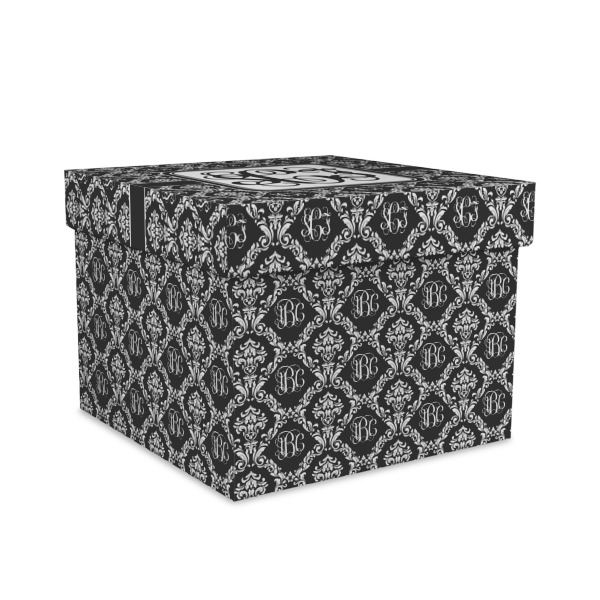 Custom Monogrammed Damask Gift Box with Lid - Canvas Wrapped - Large