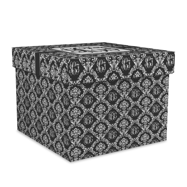 Custom Monogrammed Damask Gift Box with Lid - Canvas Wrapped - X-Large