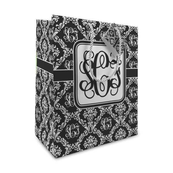 Custom Monogrammed Damask Medium Gift Bag