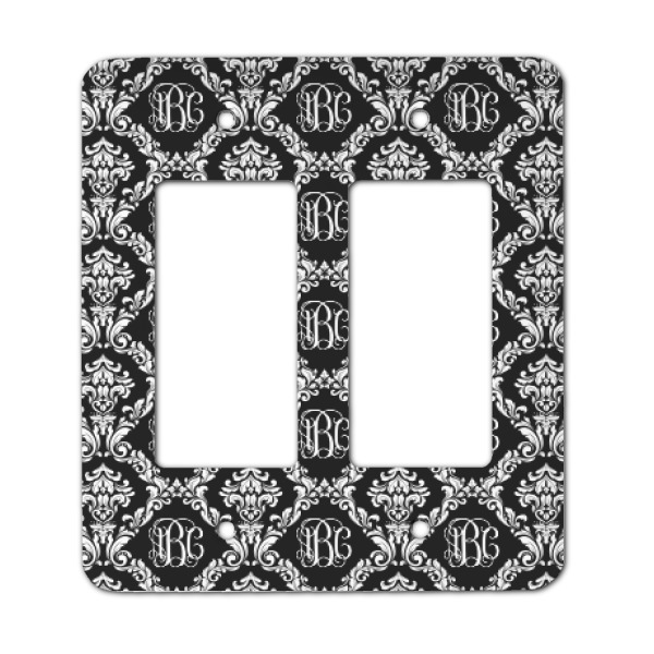 Custom Monogrammed Damask Rocker Style Light Switch Cover - Two Switch