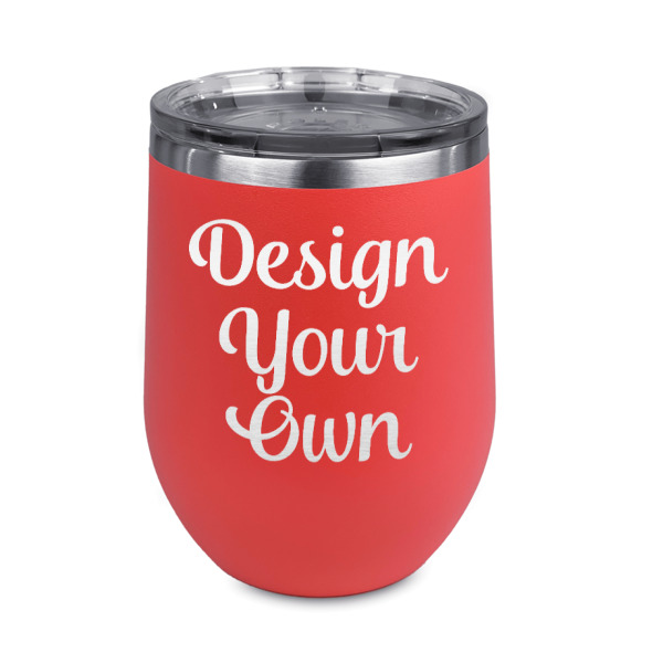 Custom Design Your Own Stemless Stainless Steel Wine Tumbler - Coral - Single-Sided