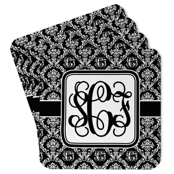 Custom Monogrammed Damask Paper Coasters