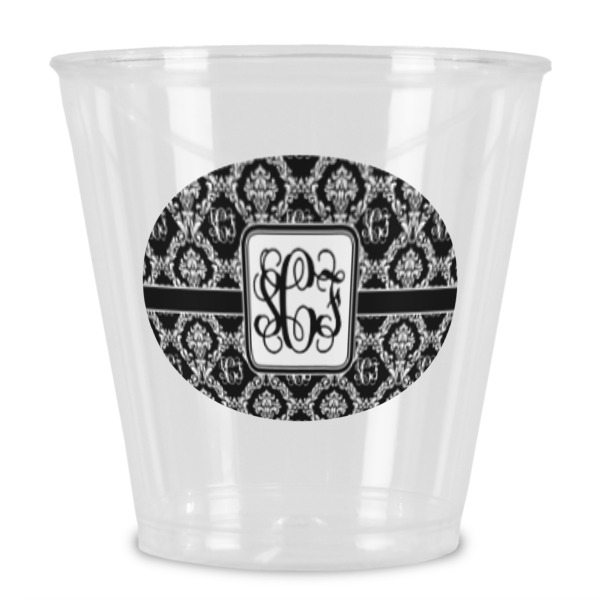 Custom Monogrammed Damask Plastic Shot Glass