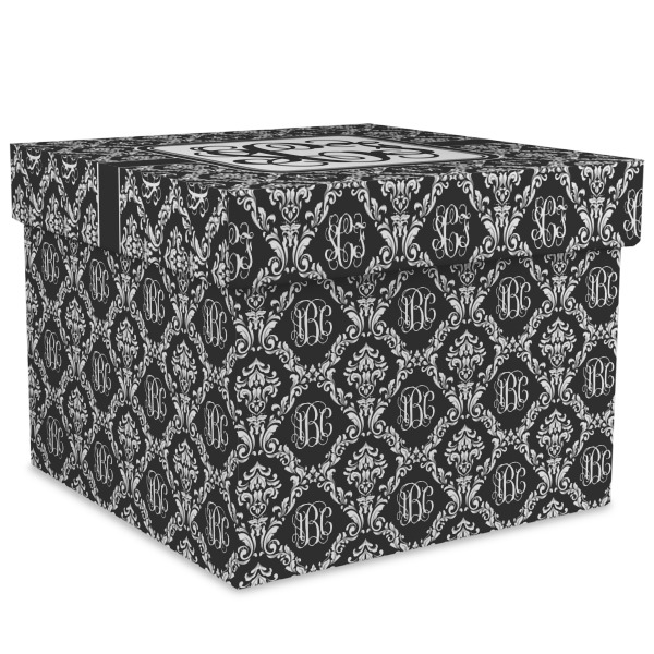 Custom Monogrammed Damask Gift Box with Lid - Canvas Wrapped - XX-Large