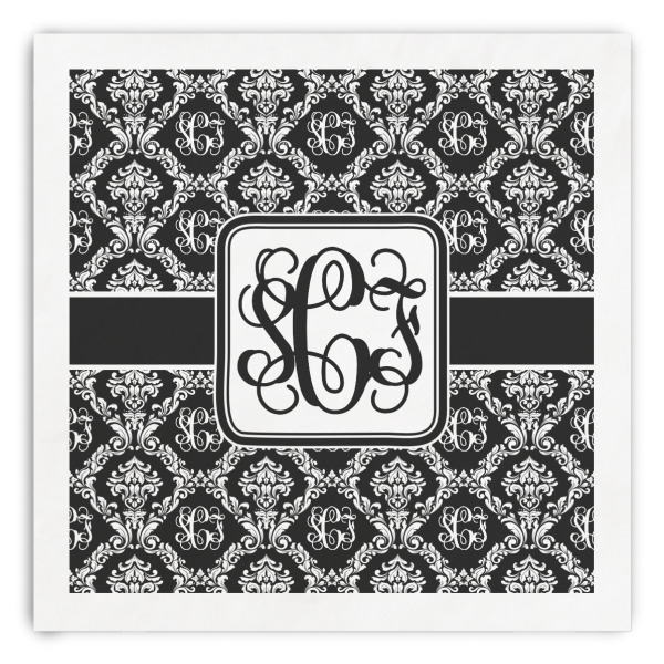 Custom Monogrammed Damask Paper Dinner Napkins