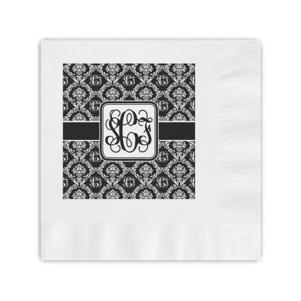 Custom Monogrammed Damask Coined Cocktail Napkins