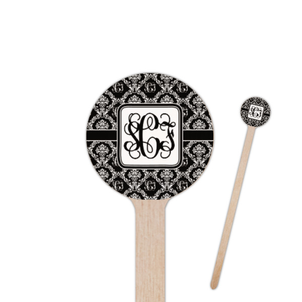 Custom Monogrammed Damask Round Wooden Stir Sticks