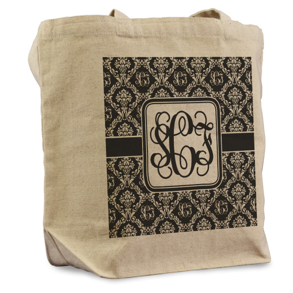 Custom Monogrammed Damask Reusable Cotton Grocery Bag