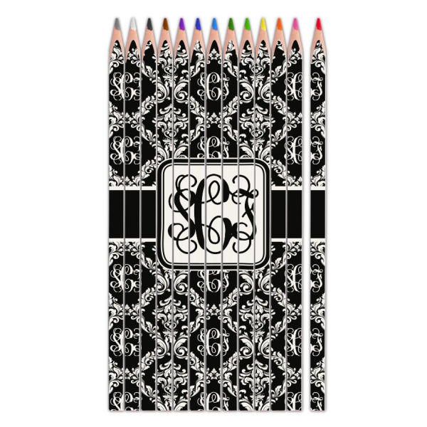 Custom Monogrammed Damask Colored Pencils