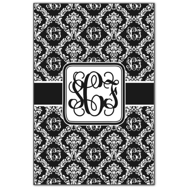 Custom Monogrammed Damask Wood Print - 20x30