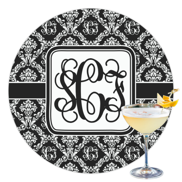 Custom Monogrammed Damask Printed Drink Topper - 3.5"