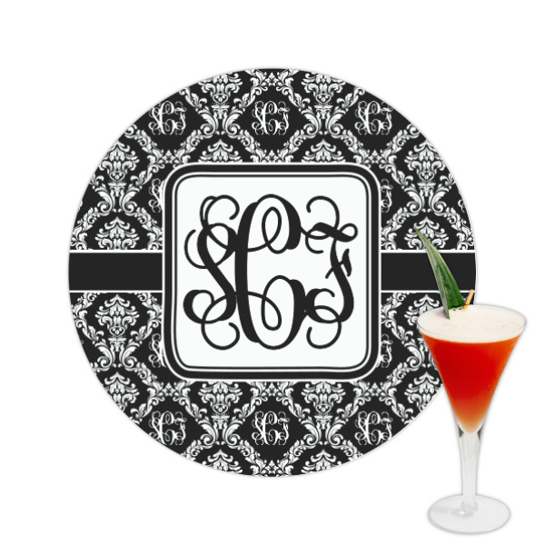 Custom Monogrammed Damask Printed Drink Topper -  2.5"