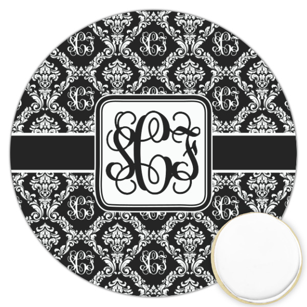 Custom Monogrammed Damask Printed Cookie Topper - 3.25"