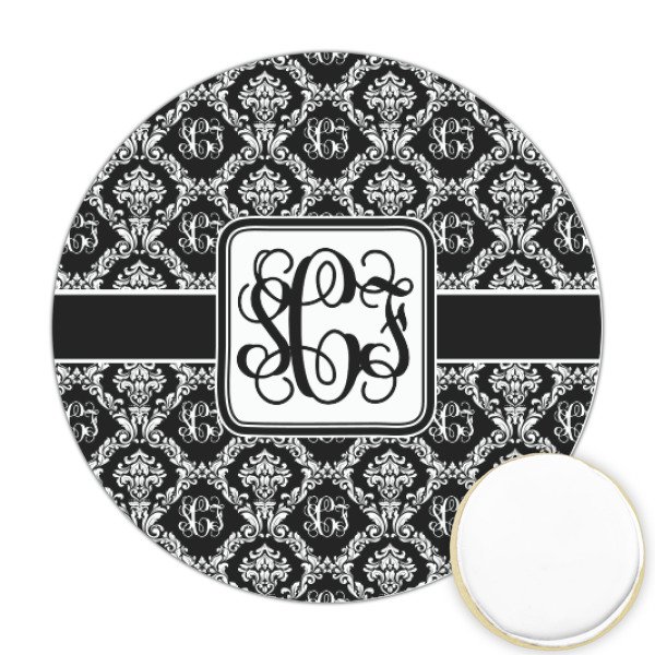 Custom Monogrammed Damask Printed Cookie Topper - Round