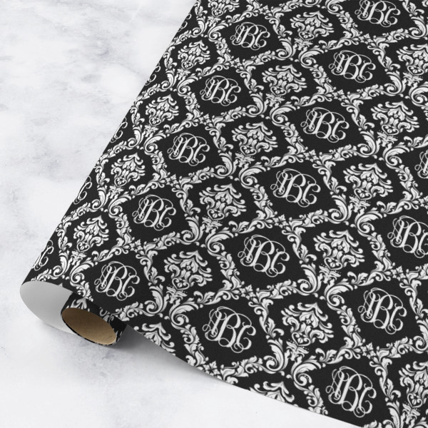 Custom Monogrammed Damask Wrapping Paper Roll - Medium - Matte